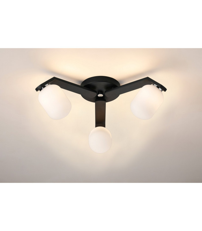 Cortland 51cm Flush Ceiling 3 Light G9 IP44 Black/Polished Chrome/Opal Smooth Tubular Glass-3