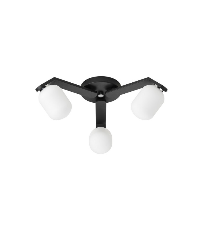 Cortland 51cm Flush Ceiling 3 Light G9 IP44 Black/Polished Chrome/Opal Smooth Tubular Glass-4