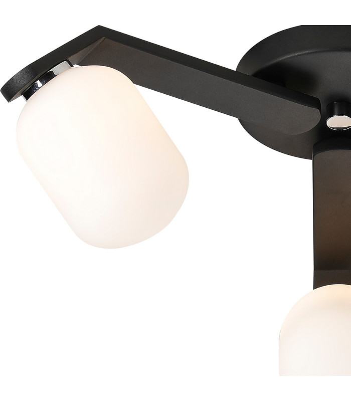 Cortland 51cm Flush Ceiling 3 Light G9 IP44 Black/Polished Chrome/Opal Smooth Tubular Glass-5