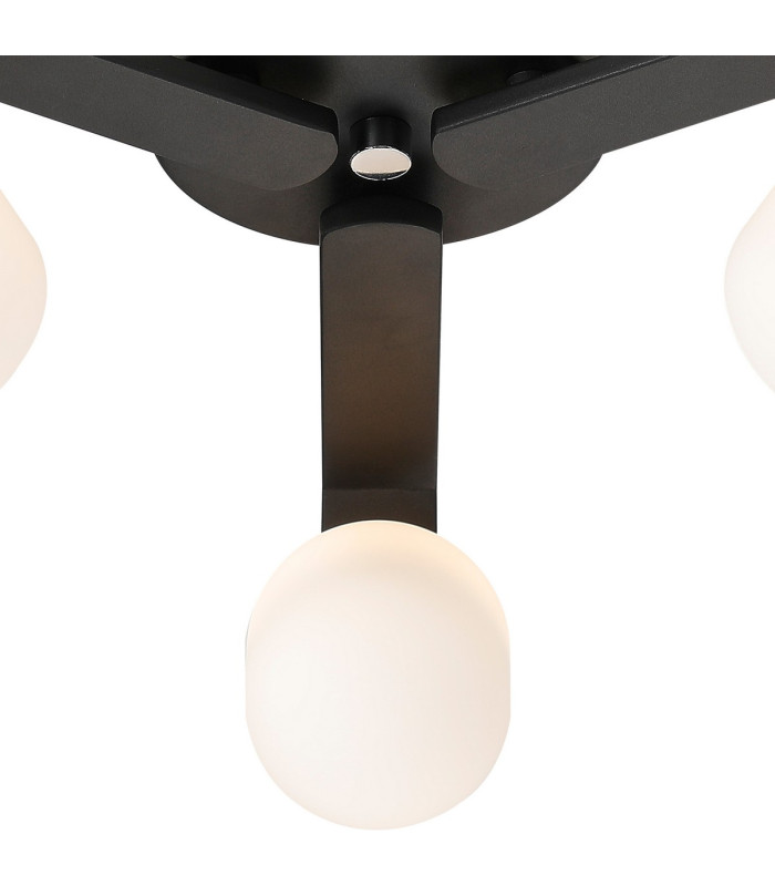 Cortland 51cm Flush Ceiling 3 Light G9 IP44 Black/Polished Chrome/Opal Smooth Tubular Glass-6