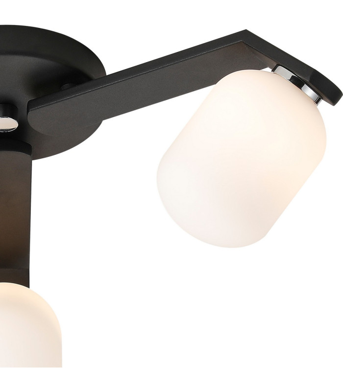 Cortland 51cm Flush Ceiling 3 Light G9 IP44 Black/Polished Chrome/Opal Smooth Tubular Glass-7
