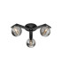 Cortland 51cm Flush Ceiling 3 Light G9 IP44 Black/Polished Chrome/Smoke Ribbed Round Glass-1