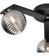 Cortland 51cm Flush Ceiling 3 Light G9 IP44 Black/Polished Chrome/Smoke Ribbed Round Glass-5