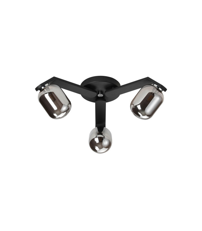 Cortland 51cm Flush Ceiling 3 Light G9 IP44 Black/Polished Chrome/Smoke Smooth Tubular Glass-4