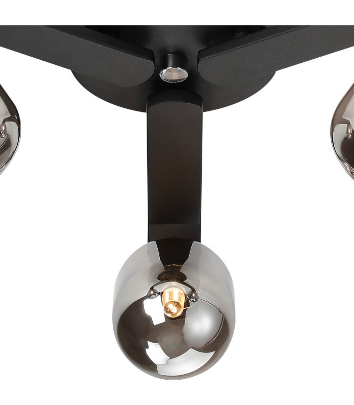 Cortland 51cm Flush Ceiling 3 Light G9 IP44 Black/Polished Chrome/Smoke Smooth Tubular Glass-6