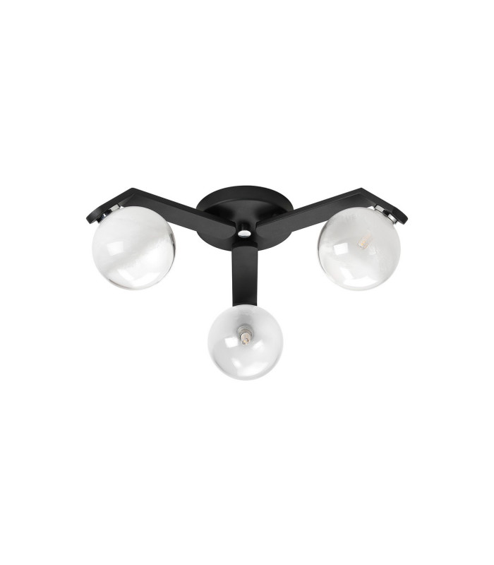 Cortland 51cm Flush Ceiling 3 Light G9 IP44 Black/Polished Chrome/White Two-Tone Snow Specks Round Glass-5