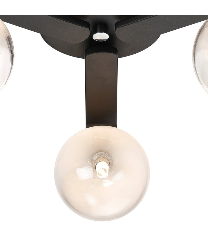Cortland 51cm Flush Ceiling 3 Light G9 IP44 Black/Polished Chrome/White Two-Tone Snow Specks Round Glass-7