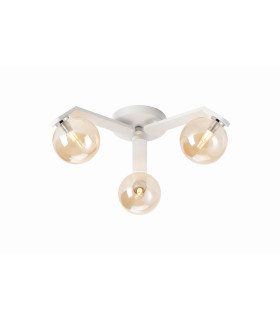 Cortland 51cm Flush Ceiling 3 Light G9 IP44 White/Polished Chrome/Amber Smooth Round Glass-1