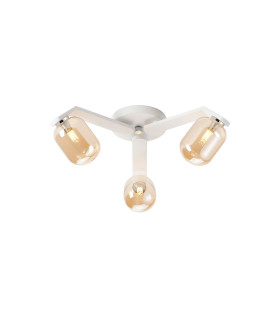 Cortland 51cm Flush Ceiling 3 Light G9 IP44 White/Polished Chrome/Amber Smooth Tubular Glass-1