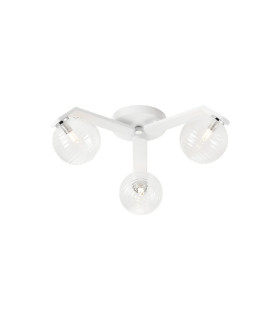 Cortland 51cm Flush Ceiling 3 Light G9 IP44 White/Polished Chrome/Clear Ribbed Round Glass-1