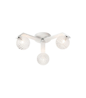 Cortland 51cm Flush Ceiling 3 Light G9 IP44 White/Polished Chrome/Clear Cross Pattern Round Glass-1