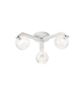 Cortland 51cm Flush Ceiling 3 Light G9 IP44 White/Polished Chrome/Clear Dune Effect Round Glass-1