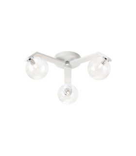 Cortland 51cm Flush Ceiling 3 Light G9 IP44 White/Polished Chrome/Clear Waved Round Glass-1