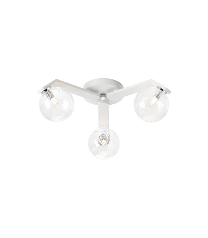 Cortland 51cm Flush Ceiling 3 Light G9 IP44 White/Polished Chrome/Clear Waved Round Glass-1