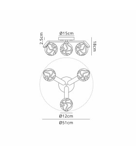 Cortland 51cm Flush Ceiling 3 Light G9 IP44 White/Polished Chrome/Clear Waved Round Glass-2
