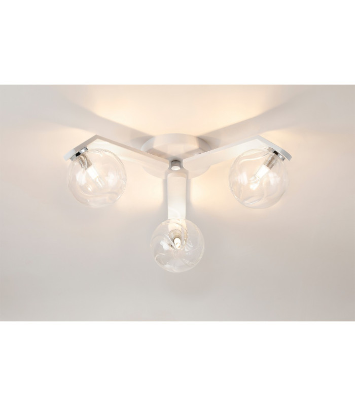 Cortland 51cm Flush Ceiling 3 Light G9 IP44 White/Polished Chrome/Clear Waved Round Glass-3
