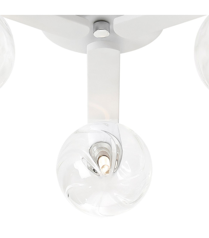 Cortland 51cm Flush Ceiling 3 Light G9 IP44 White/Polished Chrome/Clear Waved Round Glass-6