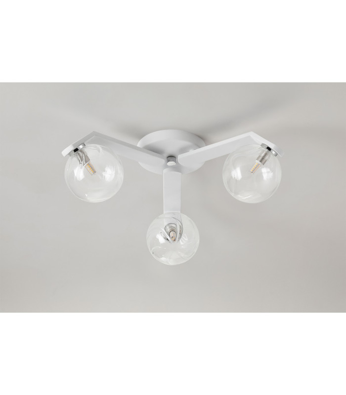 Cortland 51cm Flush Ceiling 3 Light G9 IP44 White/Polished Chrome/Clear Waved Round Glass-8