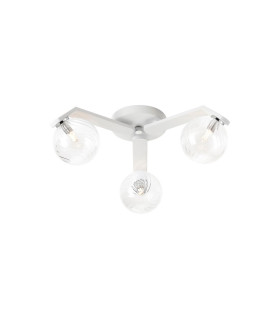 Cortland 51cm Flush Ceiling 3 Light G9 IP44 White/Polished Chrome/Clear Swirl Round Glass-1