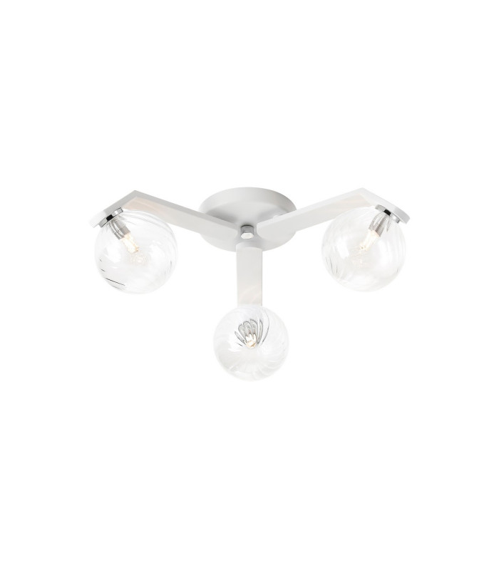Cortland 51cm Flush Ceiling 3 Light G9 IP44 White/Polished Chrome/Clear Swirl Round Glass-1
