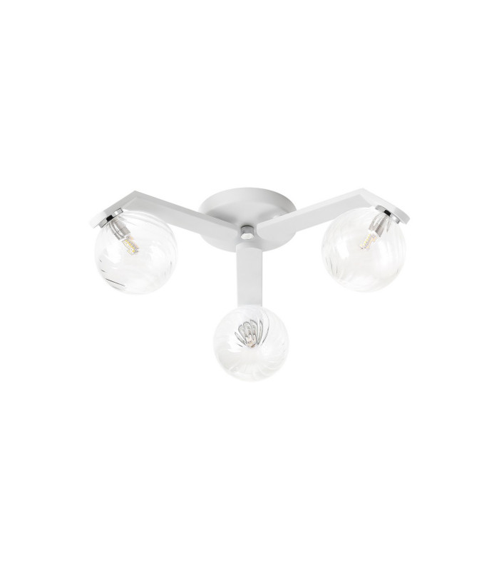 Cortland 51cm Flush Ceiling 3 Light G9 IP44 White/Polished Chrome/Clear Swirl Round Glass-4