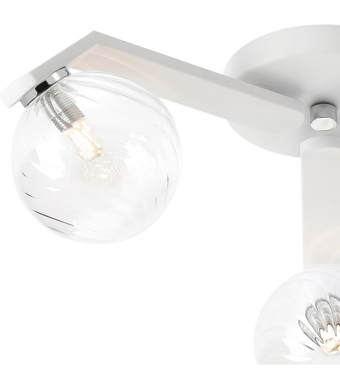 Cortland 51cm Flush Ceiling 3 Light G9 IP44 White/Polished Chrome/Clear Swirl Round Glass-5