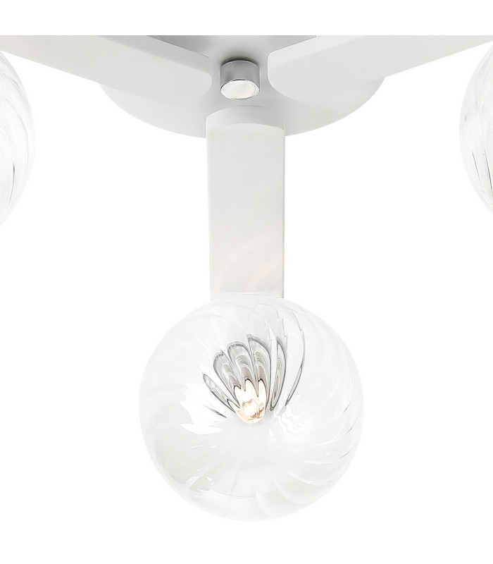 Cortland 51cm Flush Ceiling 3 Light G9 IP44 White/Polished Chrome/Clear Swirl Round Glass-6