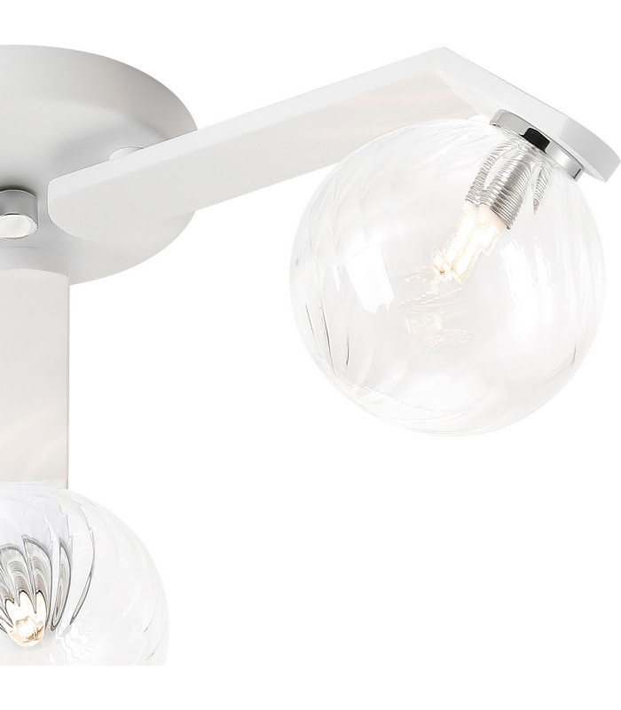 Cortland 51cm Flush Ceiling 3 Light G9 IP44 White/Polished Chrome/Clear Swirl Round Glass-7