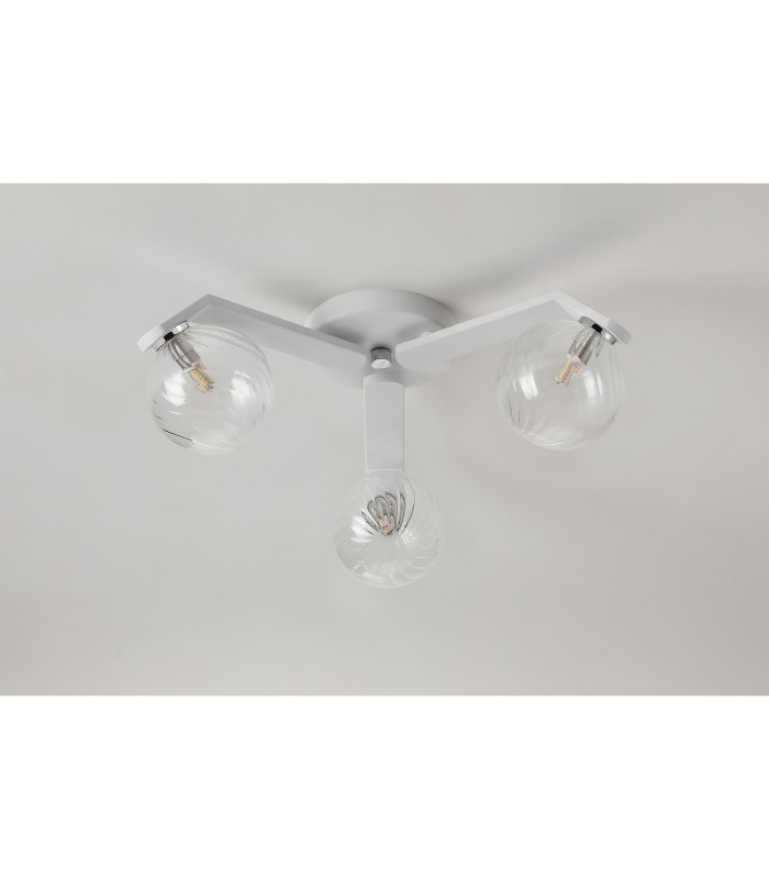 Cortland 51cm Flush Ceiling 3 Light G9 IP44 White/Polished Chrome/Clear Swirl Round Glass-8