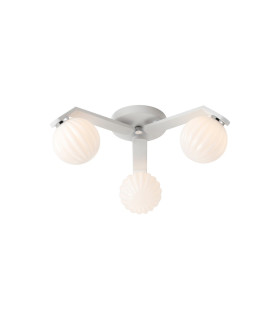 Cortland 51cm Flush Ceiling 3 Light G9 IP44 White/Polished Chrome/Opal Round Segment Glass-1