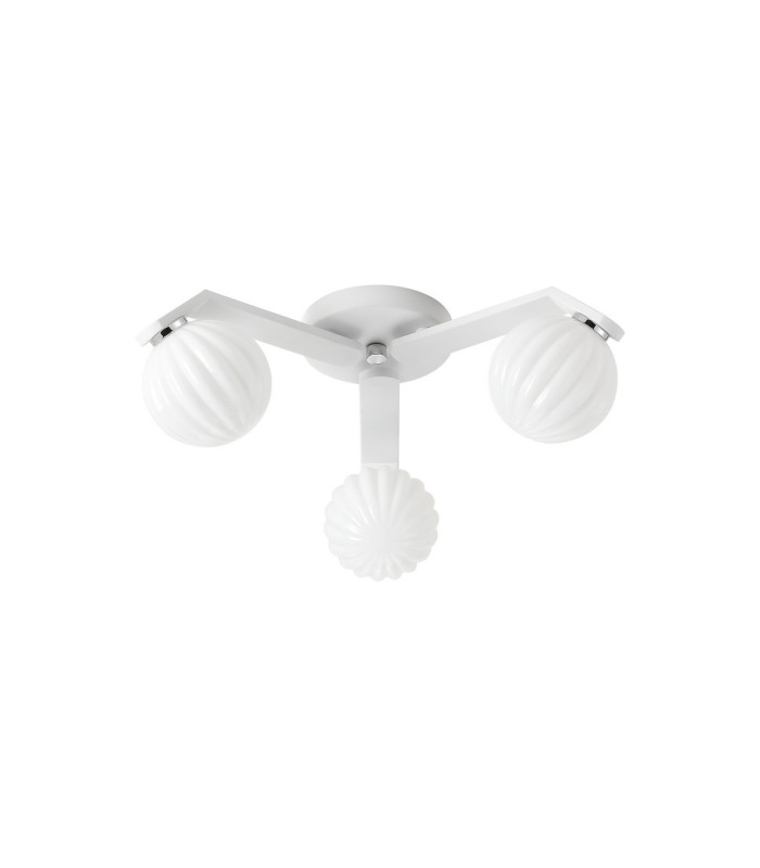 Cortland 51cm Flush Ceiling 3 Light G9 IP44 White/Polished Chrome/Opal Round Segment Glass-4