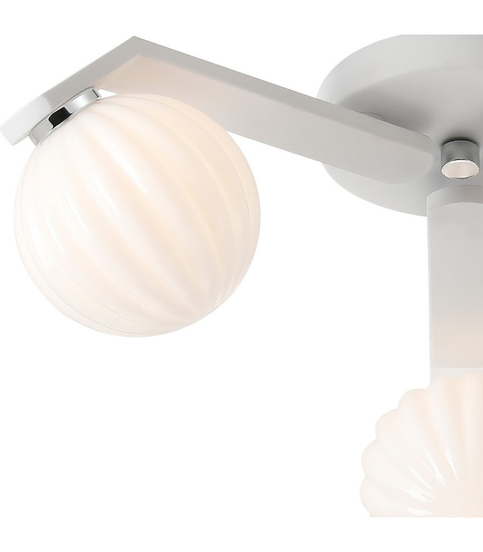 Cortland 51cm Flush Ceiling 3 Light G9 IP44 White/Polished Chrome/Opal Round Segment Glass-5