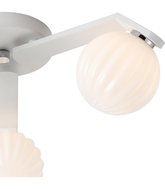 Cortland 51cm Flush Ceiling 3 Light G9 IP44 White/Polished Chrome/Opal Round Segment Glass-7