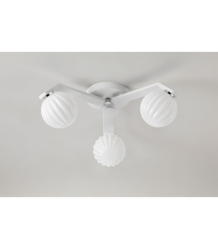 Cortland 51cm Flush Ceiling 3 Light G9 IP44 White/Polished Chrome/Opal Round Segment Glass-8