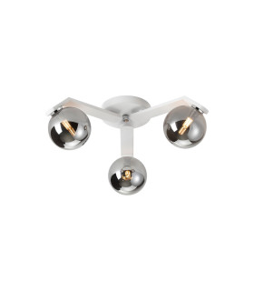 Cortland 51cm Flush Ceiling 3 Light G9 IP44 White/Polished Chrome/Smoke Smooth Round Glass-1