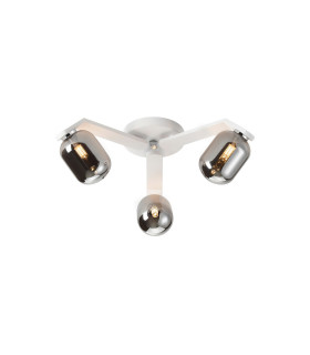Cortland 51cm Flush Ceiling 3 Light G9 IP44 White/Polished Chrome/Smoke Smooth Tubular Glass-1