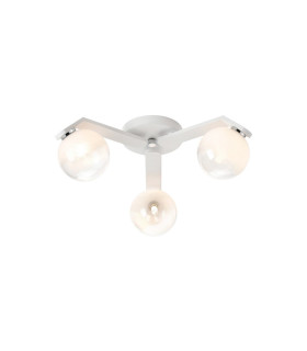 Cortland 51cm Flush Ceiling 3 Light G9 IP44 White/Polished Chrome/White Two-Tone Snow Specks Round Glass-1