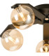 Cortland 54cm Flush Ceiling 5 Light G9 IP44 Black/Polished Chrome/Amber Smooth Round Glass-4