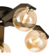 Cortland 54cm Flush Ceiling 5 Light G9 IP44 Black/Polished Chrome/Amber Smooth Round Glass-5