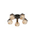Cortland 54cm Flush Ceiling 5 Light G9 IP44 Black/Polished Chrome/Amber Ribbed Round Glass-1