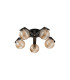 Cortland 54cm Flush Ceiling 5 Light G9 IP44 Black/Polished Chrome/Amber Ribbed Round Glass-4