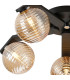 Cortland 54cm Flush Ceiling 5 Light G9 IP44 Black/Polished Chrome/Amber Ribbed Round Glass-5