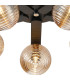 Cortland 54cm Flush Ceiling 5 Light G9 IP44 Black/Polished Chrome/Amber Ribbed Round Glass-7