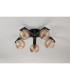 Cortland 54cm Flush Ceiling 5 Light G9 IP44 Black/Polished Chrome/Amber Ribbed Round Glass-8