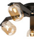 Cortland 54cm Flush Ceiling 5 Light G9 IP44 Black/Polished Chrome/Amber Smooth Tubular Glass-5