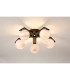 Cortland 54cm Flush Ceiling 5 Light G9 IP44 Black/Polished Chrome/Brown Round Marble Effect Glass-3