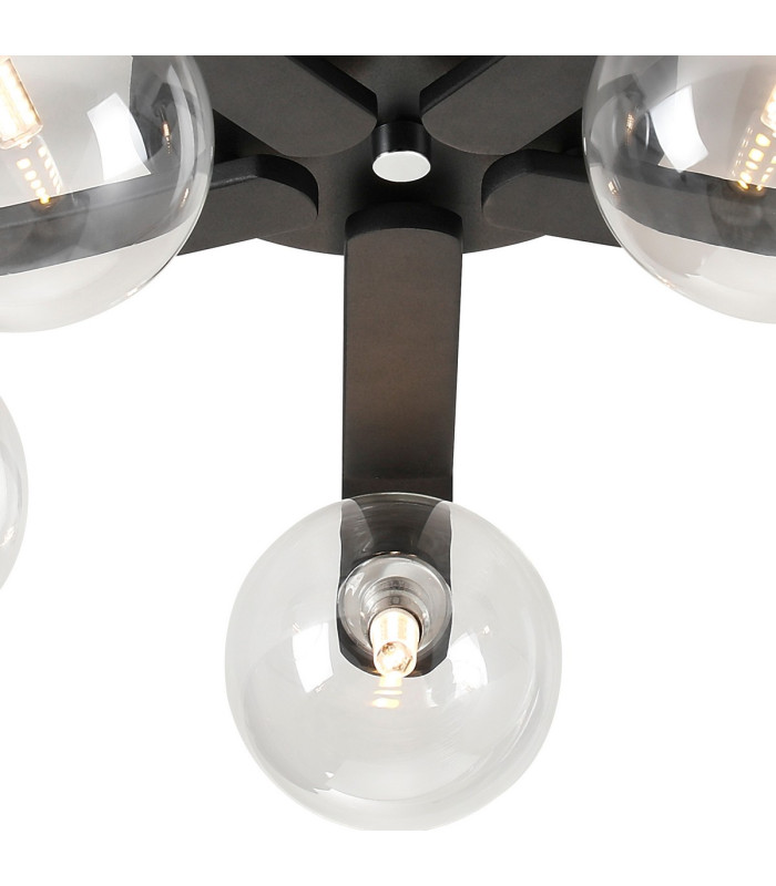 Cortland 54cm Flush Ceiling 5 Light G9 IP44 Black/Polished Chrome/Clear Smooth Round Glass-7