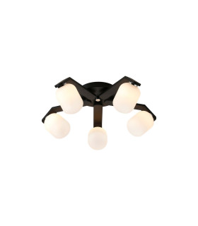 Cortland 54cm Flush Ceiling 5 Light G9 IP44 Black/Polished Chrome/Opal Smooth Tubular Glass-1