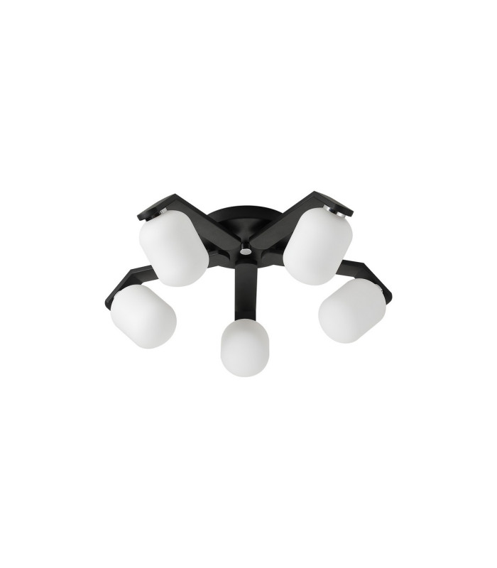 Cortland 54cm Flush Ceiling 5 Light G9 IP44 Black/Polished Chrome/Opal Smooth Tubular Glass-4
