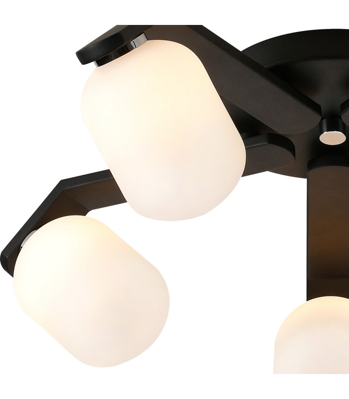 Cortland 54cm Flush Ceiling 5 Light G9 IP44 Black/Polished Chrome/Opal Smooth Tubular Glass-5